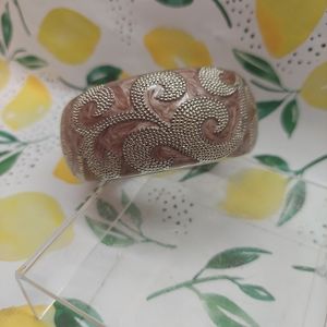 Enamel Lavender Purple and Silver Bangle Bracelet